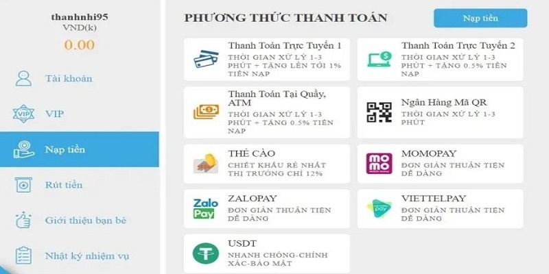 điều khoản dịch vụ 3 Một vài hình thức nạp rút tiền nhanh chóng